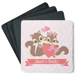 Chipmunk Couple Square Rubber Backed Coasters - Set of 4 (Personalized)