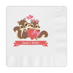 Chipmunk Couple Embossed Decorative Napkins (Personalized)