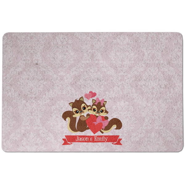 Custom Chipmunk Couple Dog Food Mat w/ Couple's Names