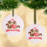 Chipmunk Couple Flat Glass Ornament w/ Couple's Names