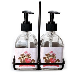 Chipmunk Couple Glass Soap & Lotion Bottle Set (Personalized)