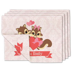 Chipmunk Couple Double-Sided Linen Placemat - Set of 4 w/ Couple's Names
