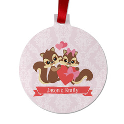 Chipmunk Couple Metal Ball Ornament - Double Sided w/ Couple's Names