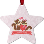 Chipmunk Couple Metal Star Ornament - Double Sided w/ Couple's Names