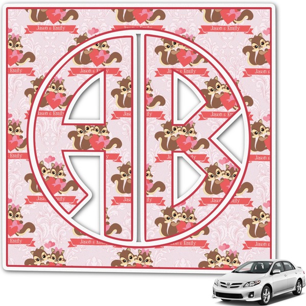 Custom Chipmunk Couple Monogram Car Decal (Personalized)