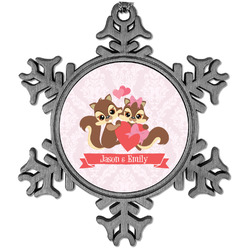 Chipmunk Couple Vintage Snowflake Ornament (Personalized)