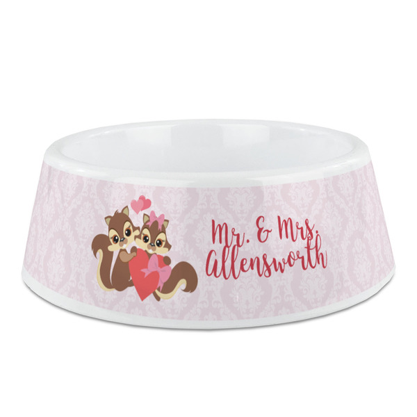 Custom Chipmunk Couple Plastic Dog Bowl (Personalized)