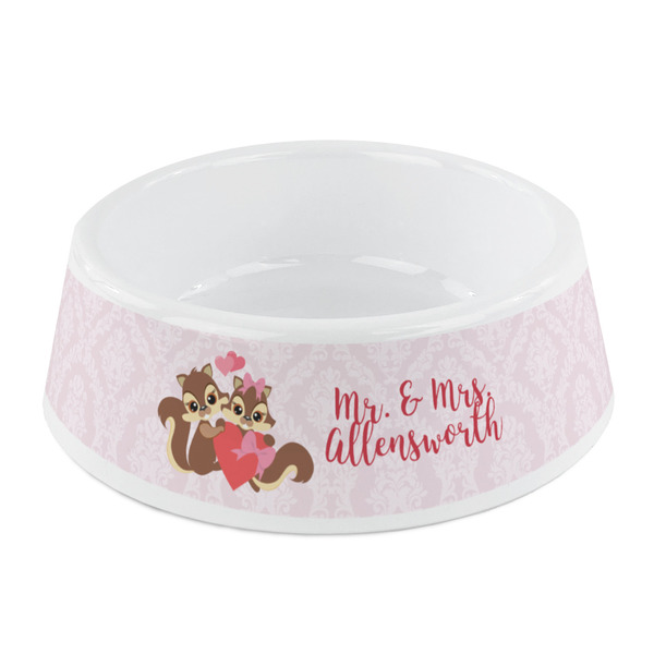 Custom Chipmunk Couple Plastic Dog Bowl - Small (Personalized)