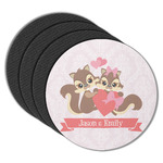 Chipmunk Couple Round Rubber Backed Coasters - Set of 4 (Personalized)