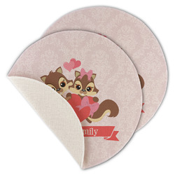 Chipmunk Couple Round Linen Placemat - Single Sided - Set of 4 (Personalized)