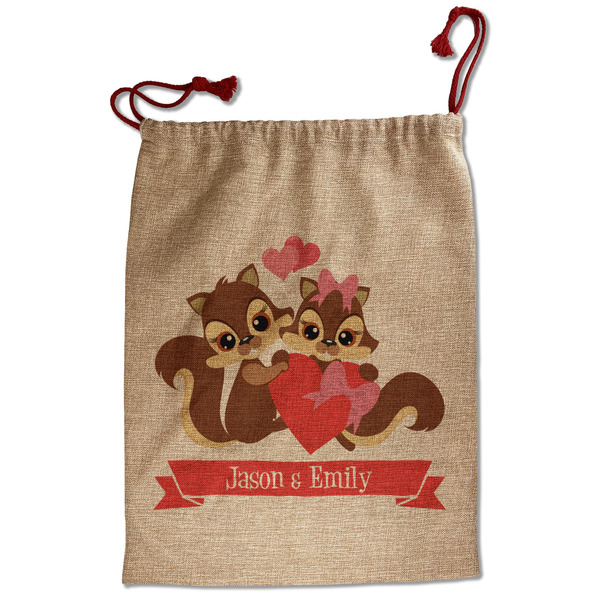 Custom Chipmunk Couple Santa Sack - Front (Personalized)