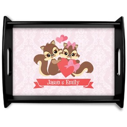 Chipmunk Couple Black Wooden Tray - Large (Personalized)