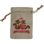 Chipmunk Couple Small Burlap Gift Bag - Front (Personalized)