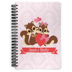 Chipmunk Couple Spiral Notebook - 7x10 w/ Couple's Names