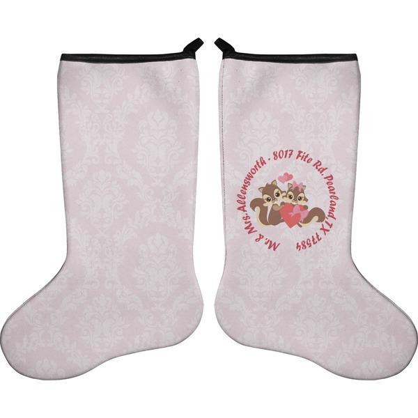 Custom Chipmunk Couple Holiday Stocking - Double-Sided - Neoprene (Personalized)