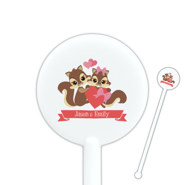 Custom Chipmunk Couple 5.5" Round Plastic Stir Sticks - White - Double Sided (Personalized)