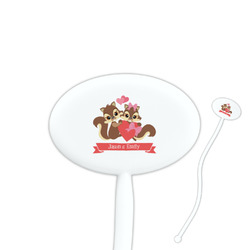 Chipmunk Couple 7" Oval Plastic Stir Sticks - White - Single Sided (Personalized)