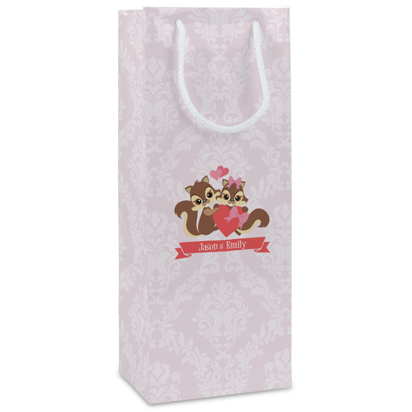 Custom Chipmunk Couple Wine Gift Bags - Matte (Personalized)