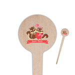 Chipmunk Couple 4" Round Wooden Food Picks - Double Sided (Personalized)