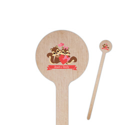 Chipmunk Couple 6" Round Wooden Stir Sticks - Double Sided (Personalized)