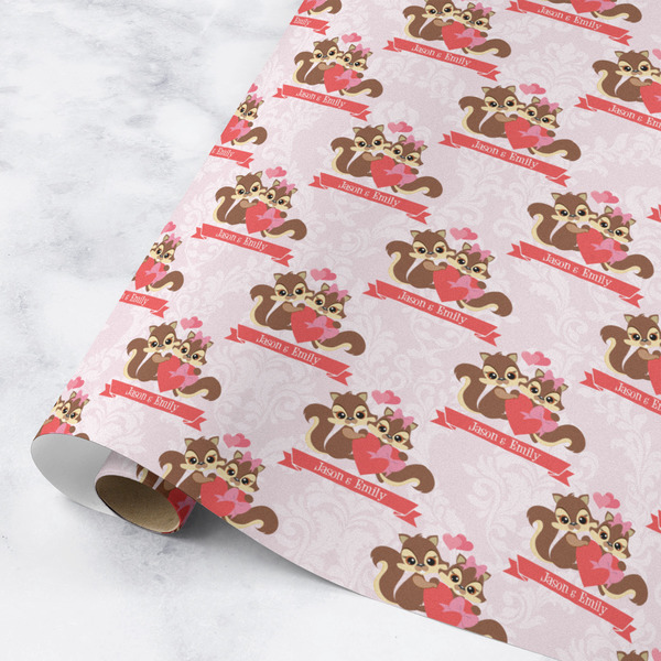 Custom Chipmunk Couple Wrapping Paper Roll - Medium - Matte (Personalized)