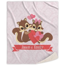 Chipmunk Couple Sherpa Throw Blanket - 60"x80" (Personalized)