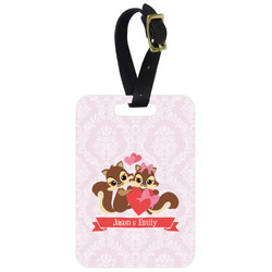 Chipmunk Couple Metal Luggage Tag w/ Couple's Names