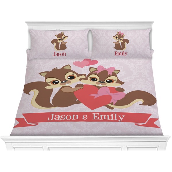 Custom Chipmunk Couple Comforter Set - King (Personalized)