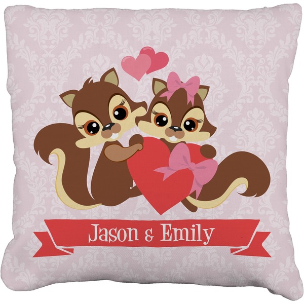 Custom Chipmunk Couple Faux-Linen Throw Pillow 26" (Personalized)