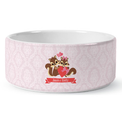 Chipmunk Couple Ceramic Dog Bowl (Personalized)