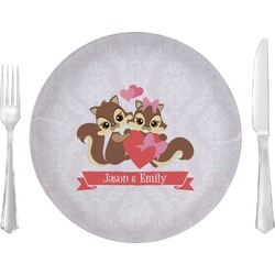 Chipmunk Couple Glass Lunch / Dinner Plate 10" (Personalized)