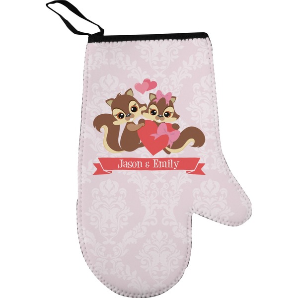 Custom Chipmunk Couple Right Oven Mitt (Personalized)