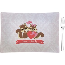 Chipmunk Couple Rectangular Glass Appetizer / Dessert Plate - Single or Set (Personalized)