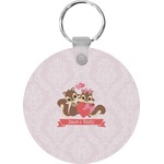 Chipmunk Couple Round Plastic Keychain (Personalized)