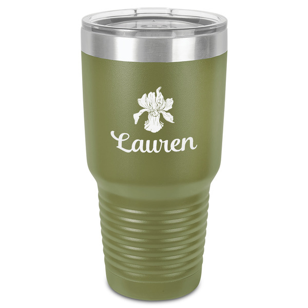 Custom Orchids 30 oz Stainless Steel Tumbler - Olive - Single-Sided (Personalized)