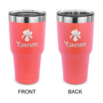 Orchids 30 oz Stainless Steel Tumbler - Coral - Double Sided (Personalized)