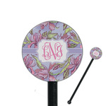 Orchids 5.5" Round Plastic Stir Sticks - Black - Single Sided (Personalized)