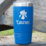 Orchids 20 oz Stainless Steel Tumbler - Royal Blue - Double Sided (Personalized)