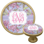 Orchids Cabinet Knob - Gold (Personalized)