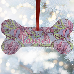 Orchids Ceramic Dog Ornament w/ Monograms