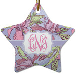 Orchids Star Ceramic Ornament w/ Monogram