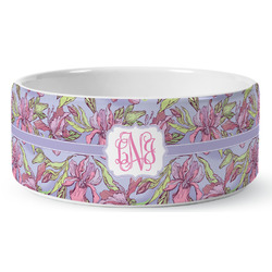 Orchids Ceramic Dog Bowl - Large (Personalized)