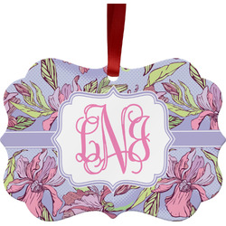 Orchids Metal Frame Ornament - Double Sided w/ Monogram