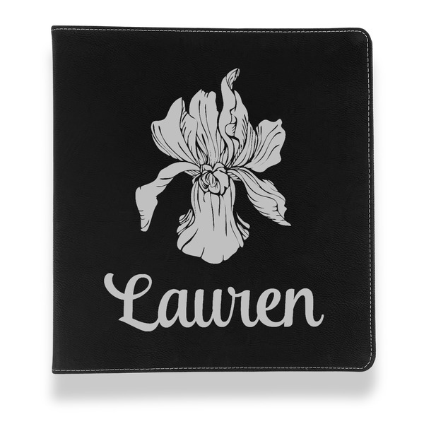 Custom Orchids Leather Binder - 1" - Black (Personalized)