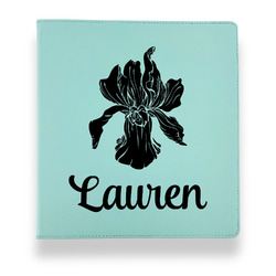 Orchids Leather Binder - 1" - Teal (Personalized)