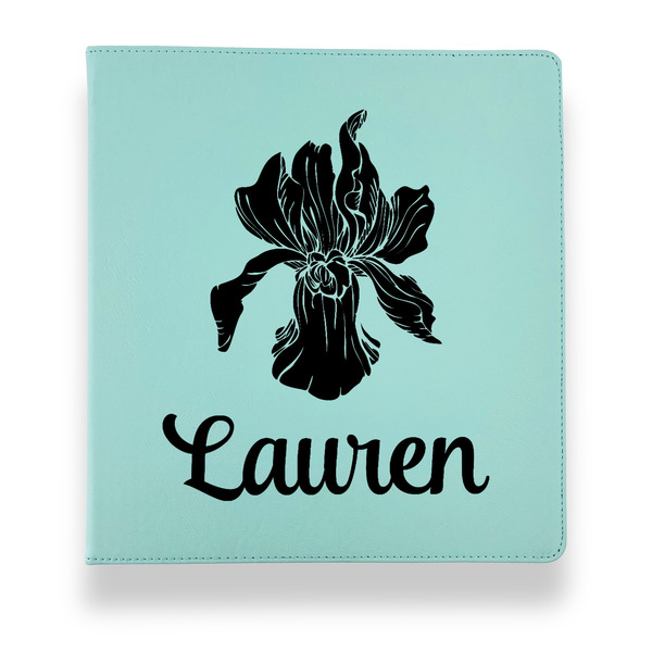 Custom Orchids Leather Binder - 1" - Teal (Personalized)