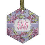 Orchids Flat Glass Ornament - Hexagon w/ Monogram