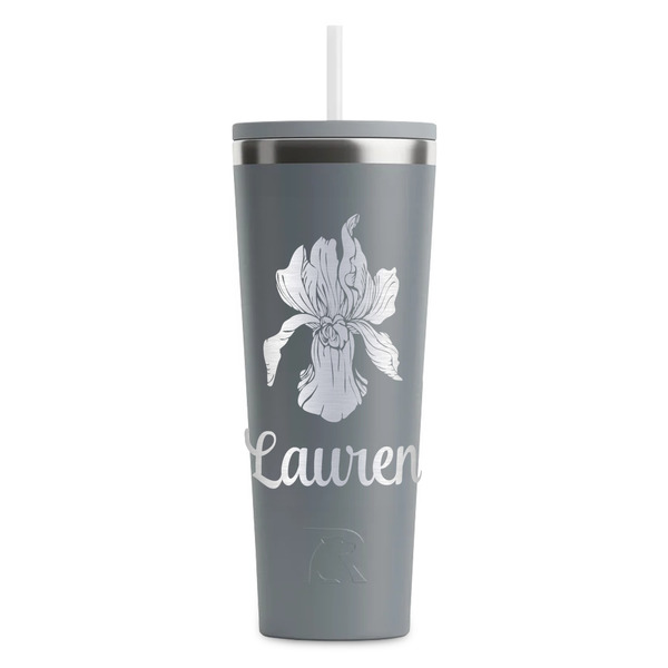 Custom Orchids RTIC Everyday Tumbler with Straw - 28oz - Grey - Single-Sided (Personalized)