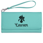 Orchids Ladies Leatherette Wallet - Laser Engraved- Teal (Personalized)