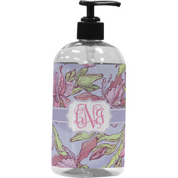 Orchids Plastic Soap / Lotion Dispenser (16 oz - Large - Black) (Personalized)